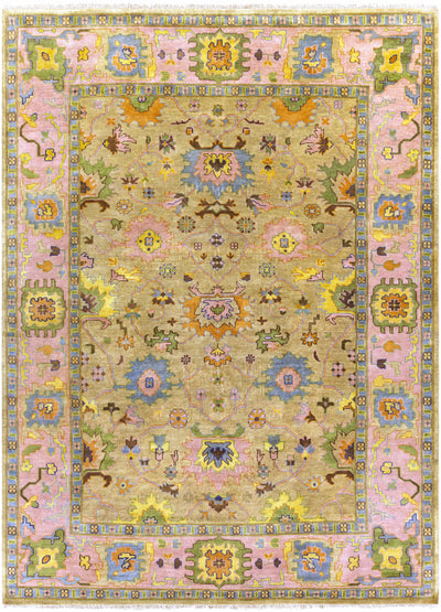 Dusty Pink Hand Knotted 90% NZ Wool, 10% Viscose Traditional Rectangle Handmade rug, Indoor use only, has fringe, non-washable.