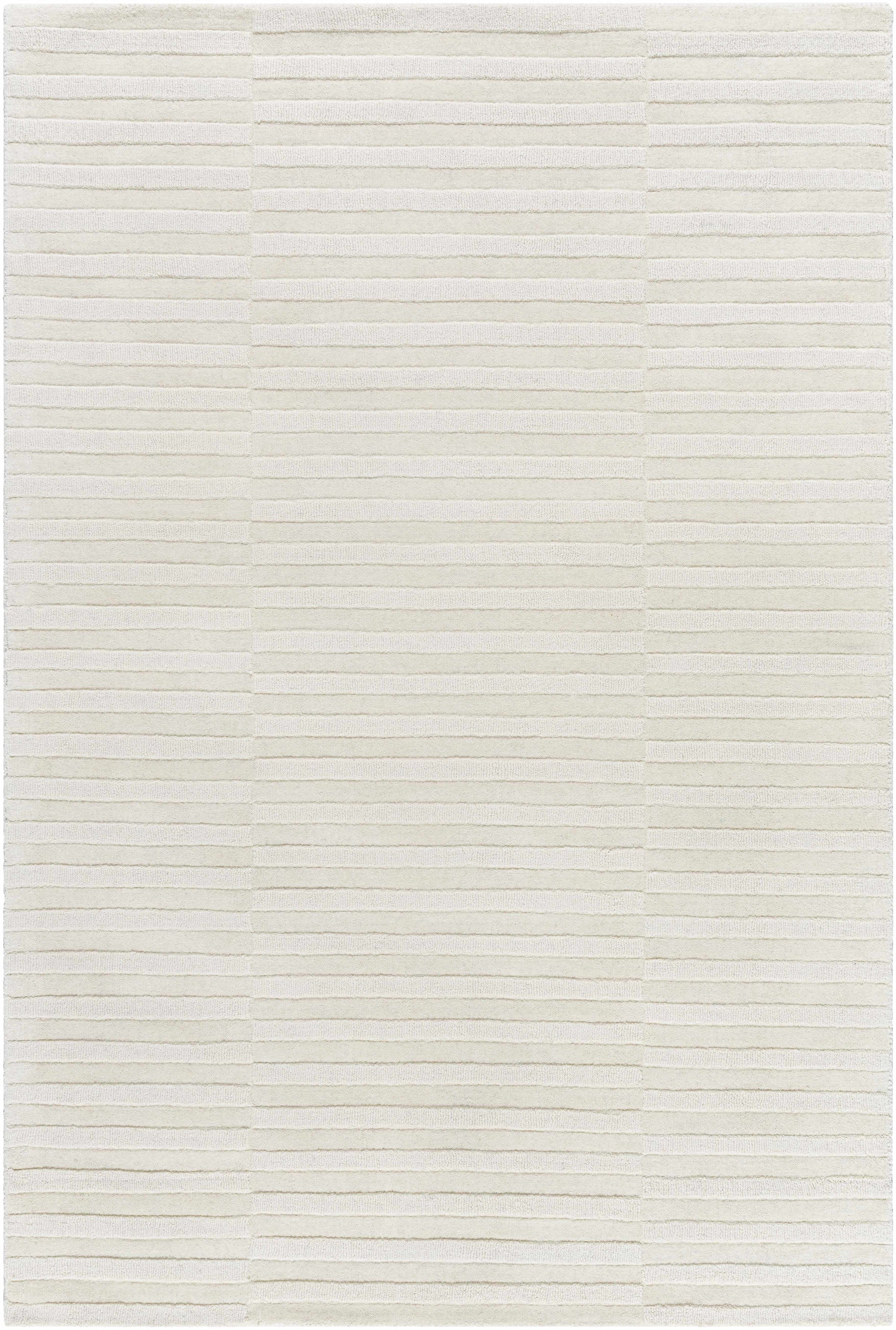 Ivory Hand Loomed 100% Wool Modern Rectangle Handmade rug, Indoor use only, no fringe, non-washable.