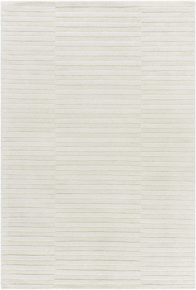 Ivory Hand Loomed 100% Wool Modern Rectangle Handmade rug, Indoor use only, no fringe, non-washable.