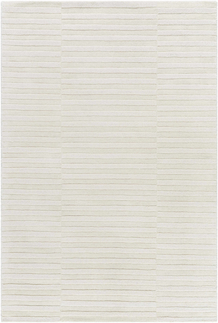 Ivory Hand Loomed 100% Wool Modern Rectangle Handmade rug, Indoor use only, no fringe, non-washable.