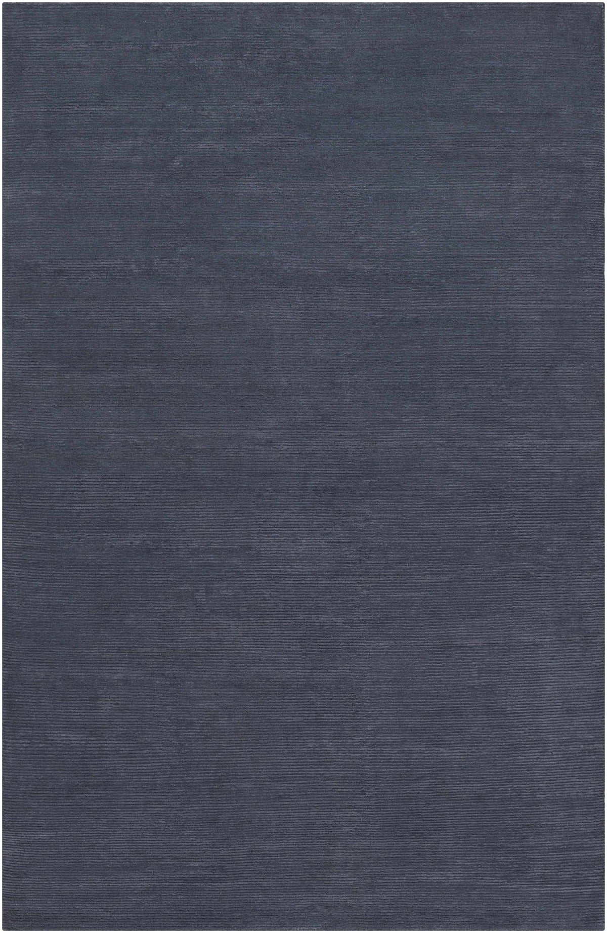 Dark Blue Hand Knotted 60% Viscose, 40% NZ Wool Cottage Rectangle Handmade rug, Indoor use only, no fringe, non-washable.