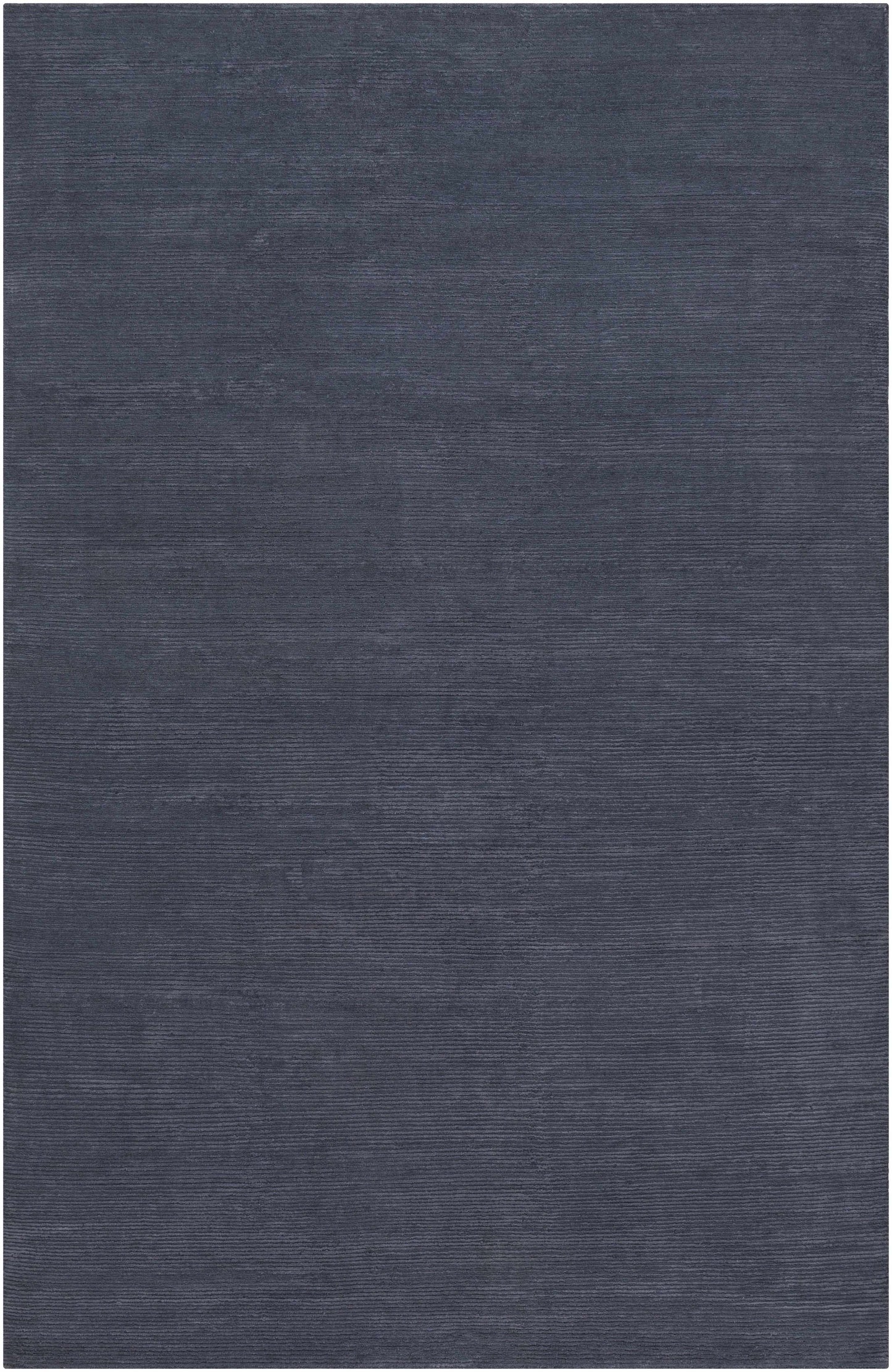 Dark Blue Hand Knotted 60% Viscose, 40% NZ Wool Cottage Rectangle Handmade rug, Indoor use only, no fringe, non-washable.