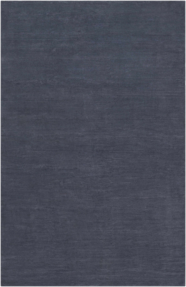 Dark Blue Hand Knotted 60% Viscose, 40% NZ Wool Cottage Rectangle Handmade rug, Indoor use only, no fringe, non-washable.
