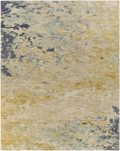 Mustard Hand Knotted 100% NZ Wool Modern Rectangle Handmade rug, Indoor use only, no fringe, non-washable.