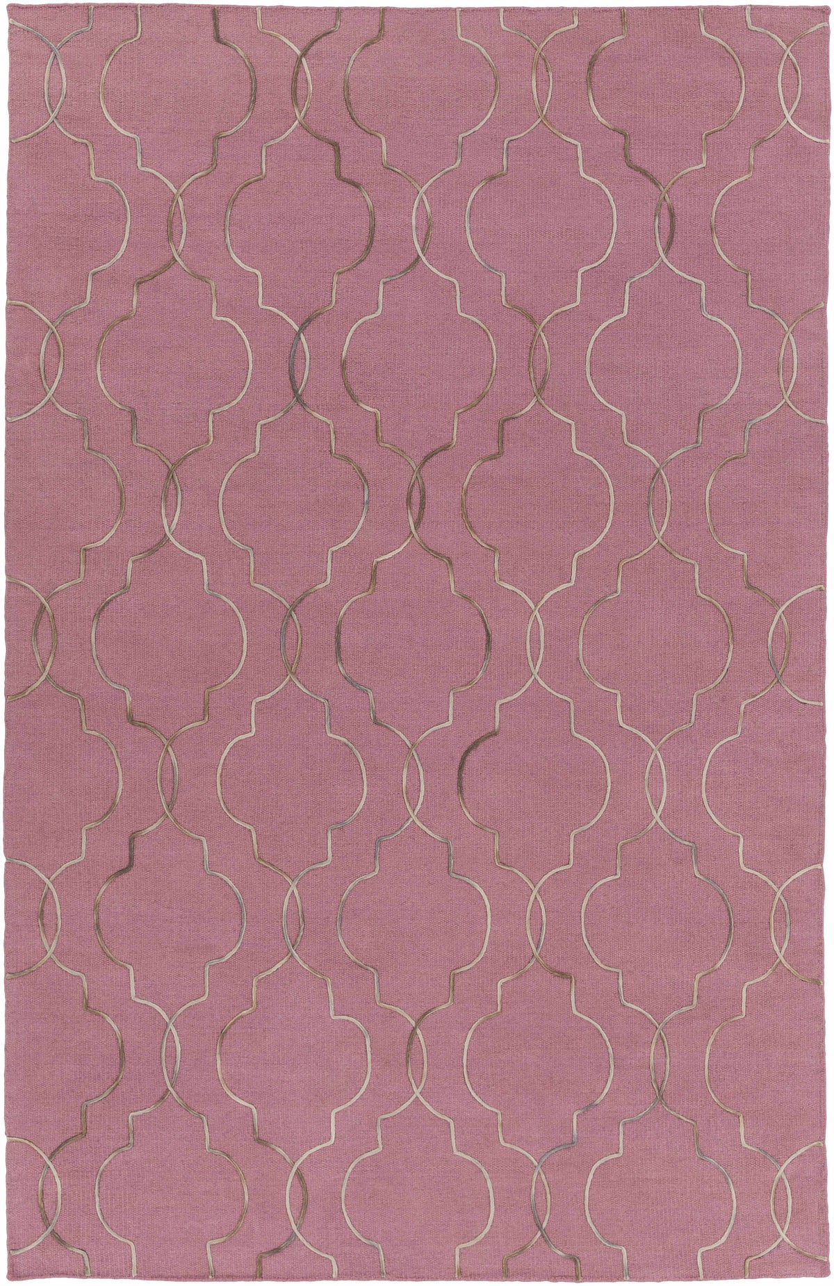 Rose Hand Woven 100% Wool Global Rectangle Handmade rug, Indoor use only, no fringe, non-washable.