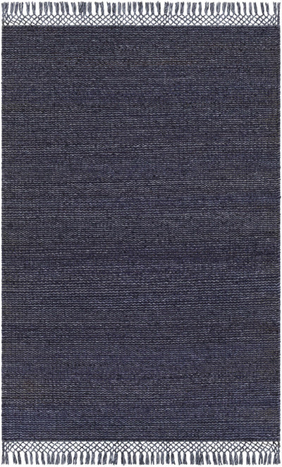 Ink Blue Hand Woven 60% Jute, 40% Recycled PET Yarn Modern Rectangle Handmade rug, Indoor use only, has fringe, non-washable. runner also available