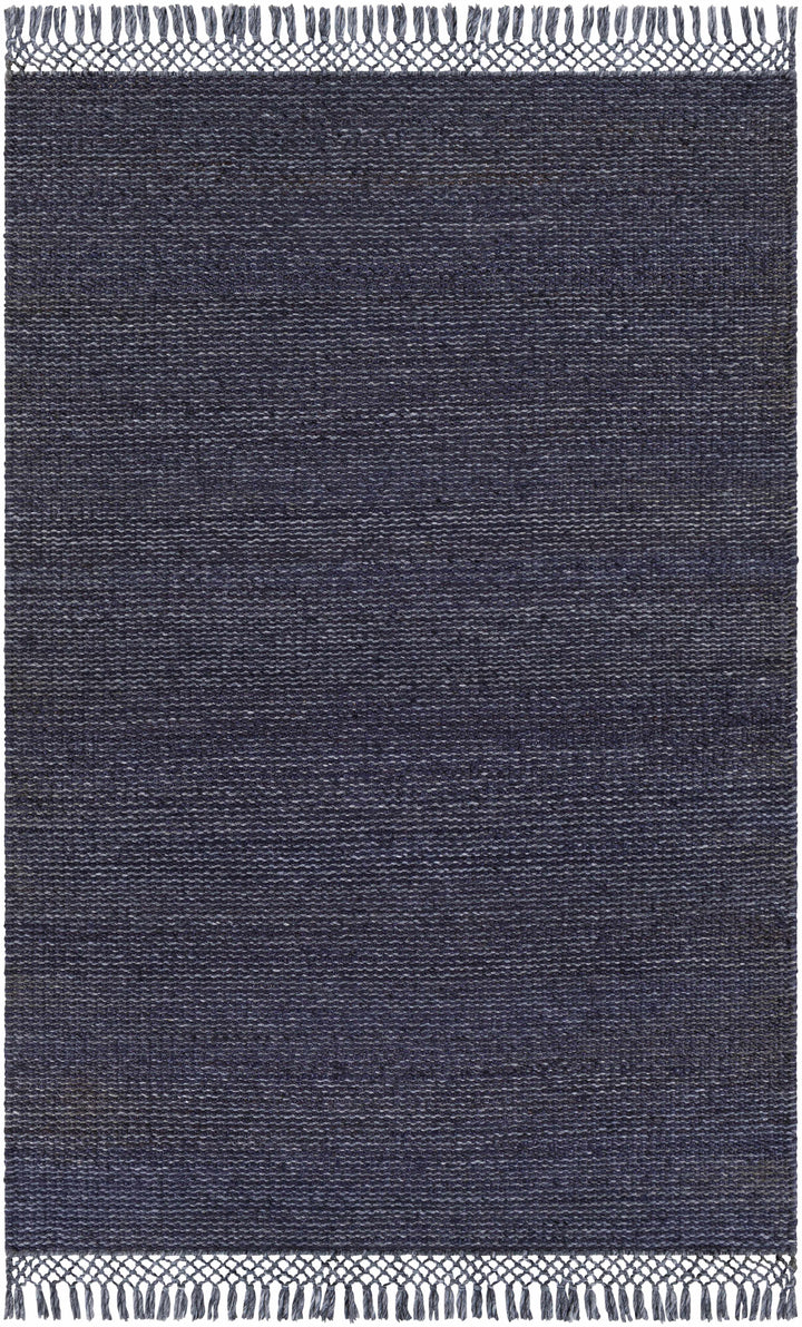 Ink Blue Hand Woven 60% Jute, 40% Recycled PET Yarn Modern Rectangle Handmade rug, Indoor use only, has fringe, non-washable. runner also available