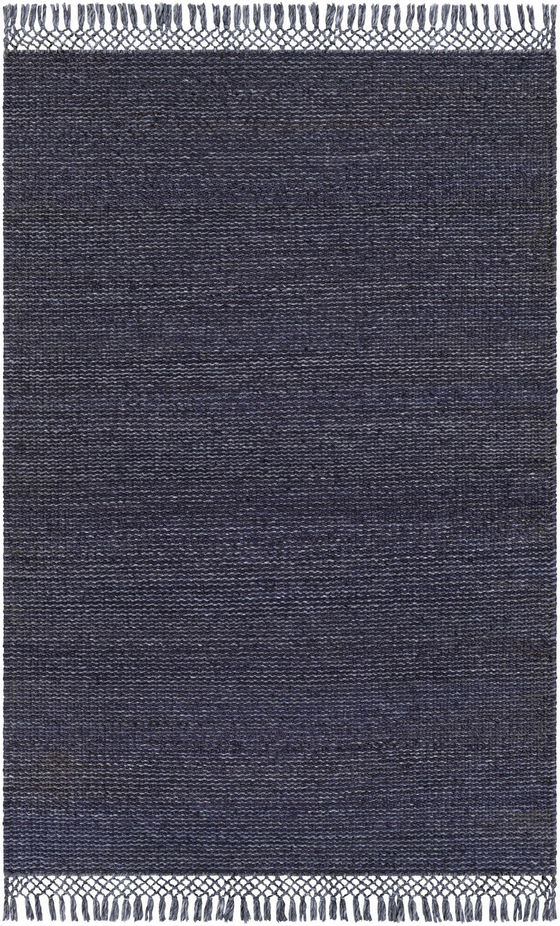 Ink Blue Hand Woven 60% Jute, 40% Recycled PET Yarn Modern Rectangle Handmade rug, Indoor use only, has fringe, non-washable. runner also available