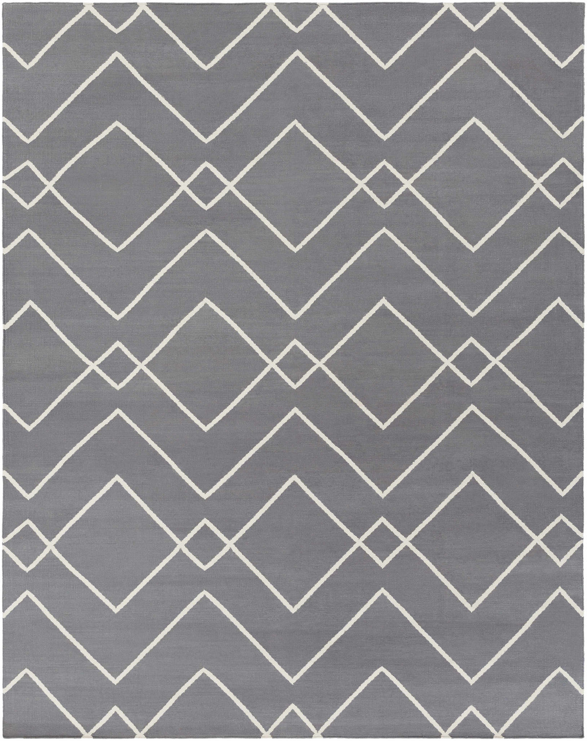 Gray Hand Woven 100% Cotton Modern Rectangle Handmade rug, Indoor use only, no fringe, non-washable. runner also available