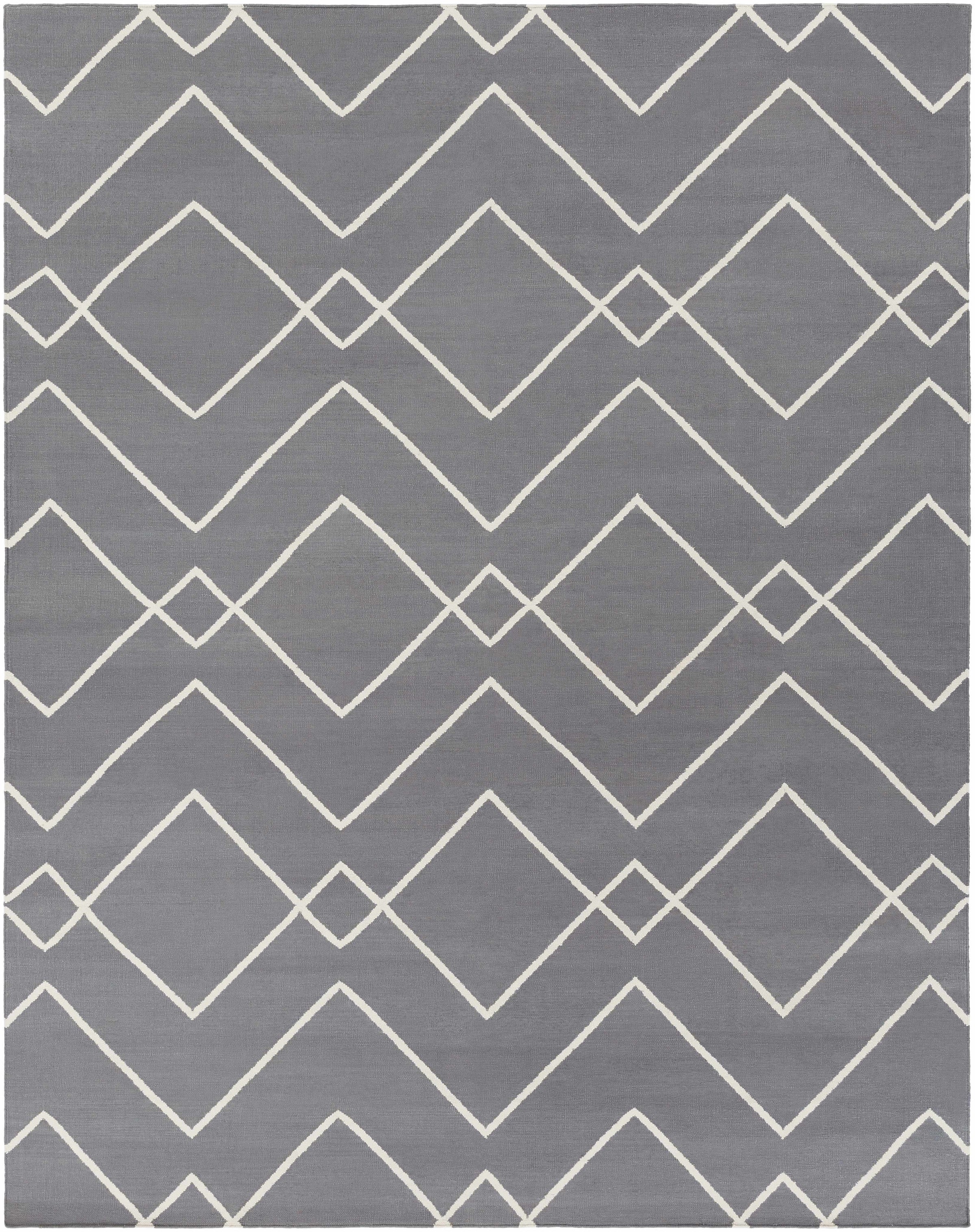 Gray Hand Woven 100% Cotton Modern Rectangle Handmade rug, Indoor use only, no fringe, non-washable. runner also available