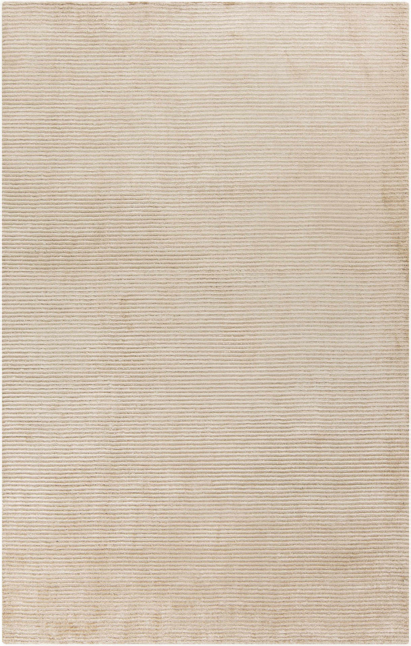 Beige Hand Woven 70% Viscose, 30% Wool Cottage Rectangle Handmade rug, Indoor use only, no fringe, non-washable.