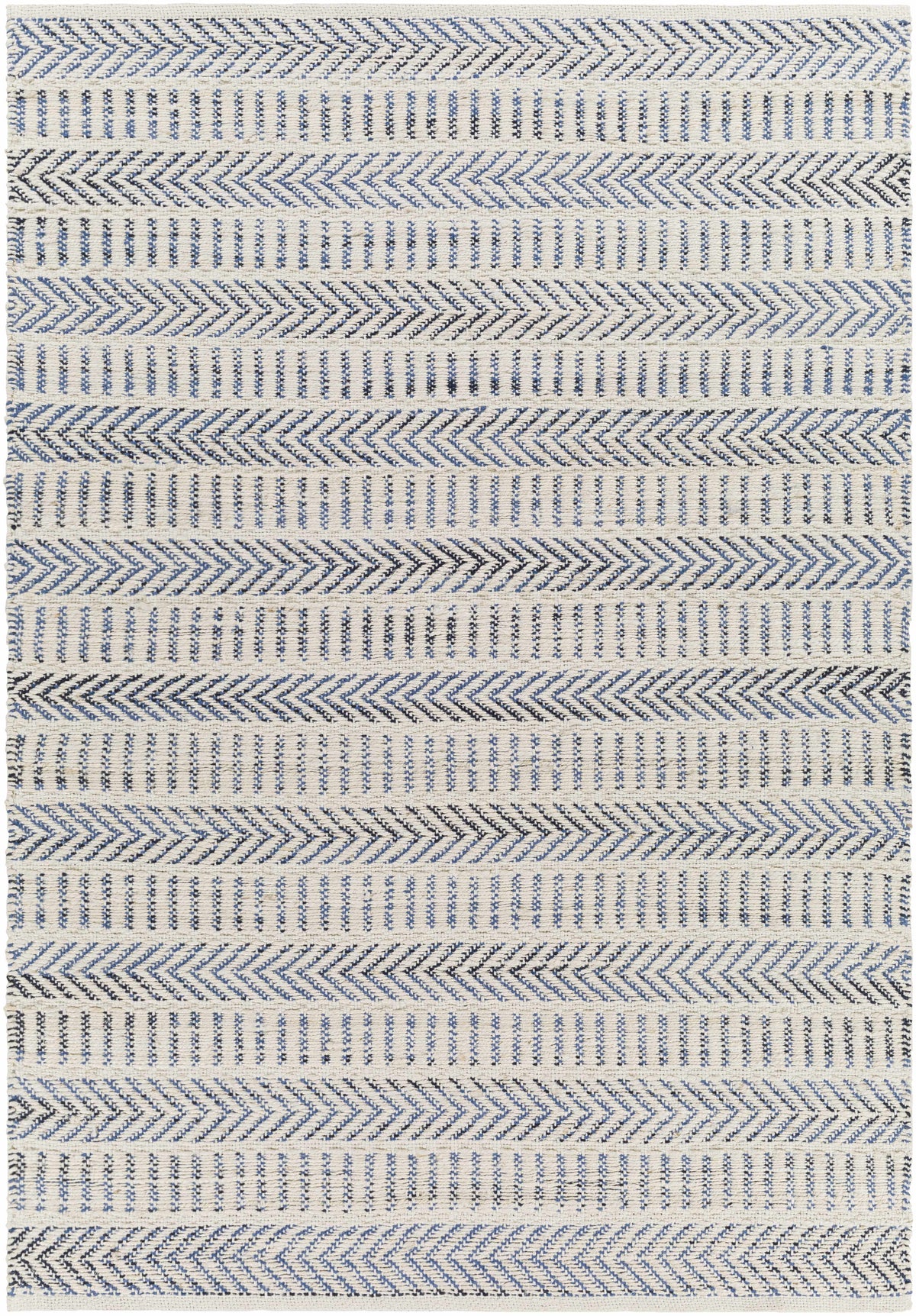Blue Hand Woven 70% Jute, 30% Cotton Cottage Rectangle Handmade rug, Indoor use only, no fringe, non-washable. runner also available