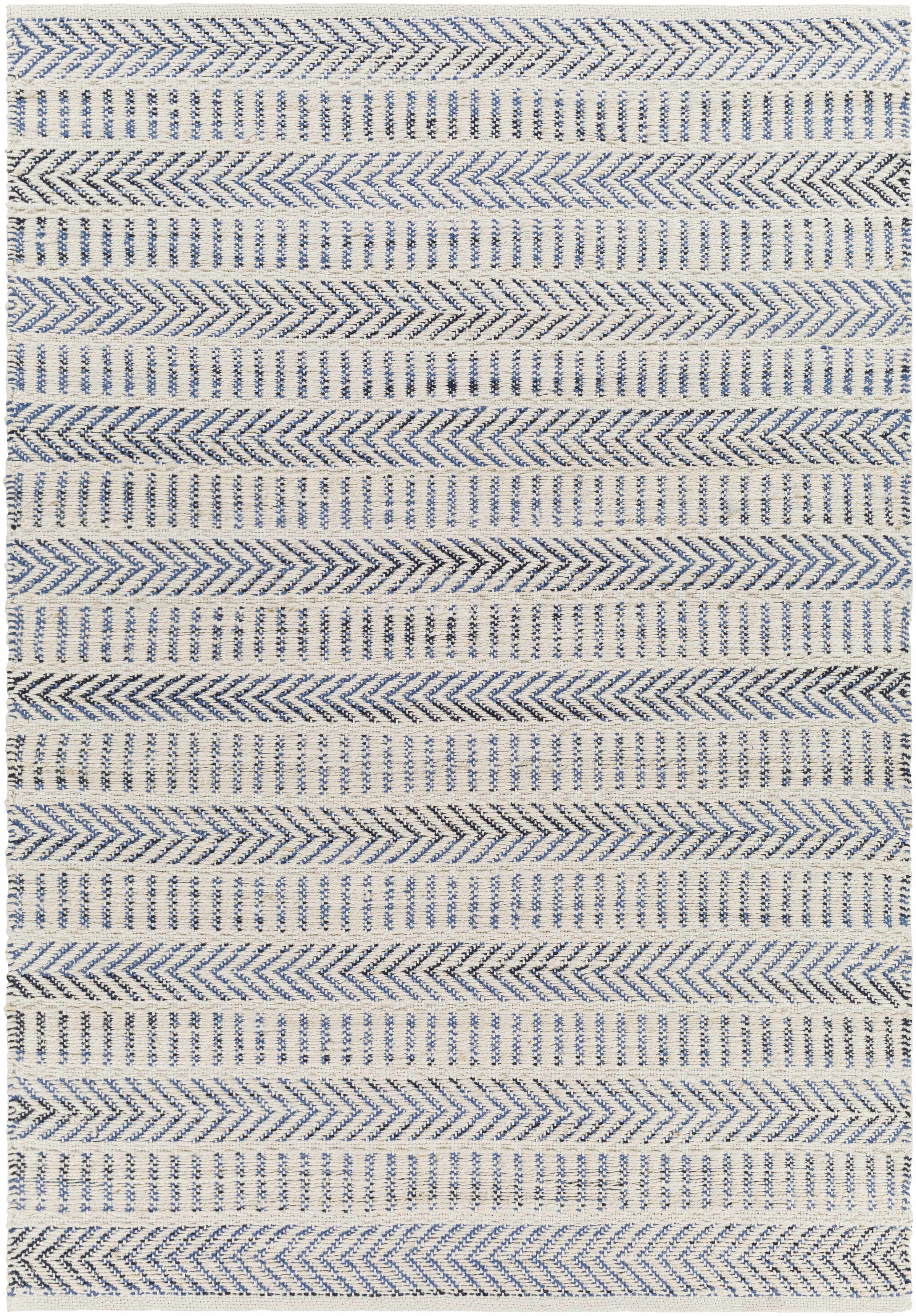Blue Hand Woven 70% Jute, 30% Cotton Cottage Rectangle Handmade rug, Indoor use only, no fringe, non-washable. runner also available