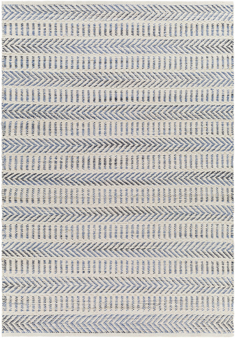 Blue Hand Woven 70% Jute, 30% Cotton Cottage Rectangle Handmade rug, Indoor use only, no fringe, non-washable. runner also available