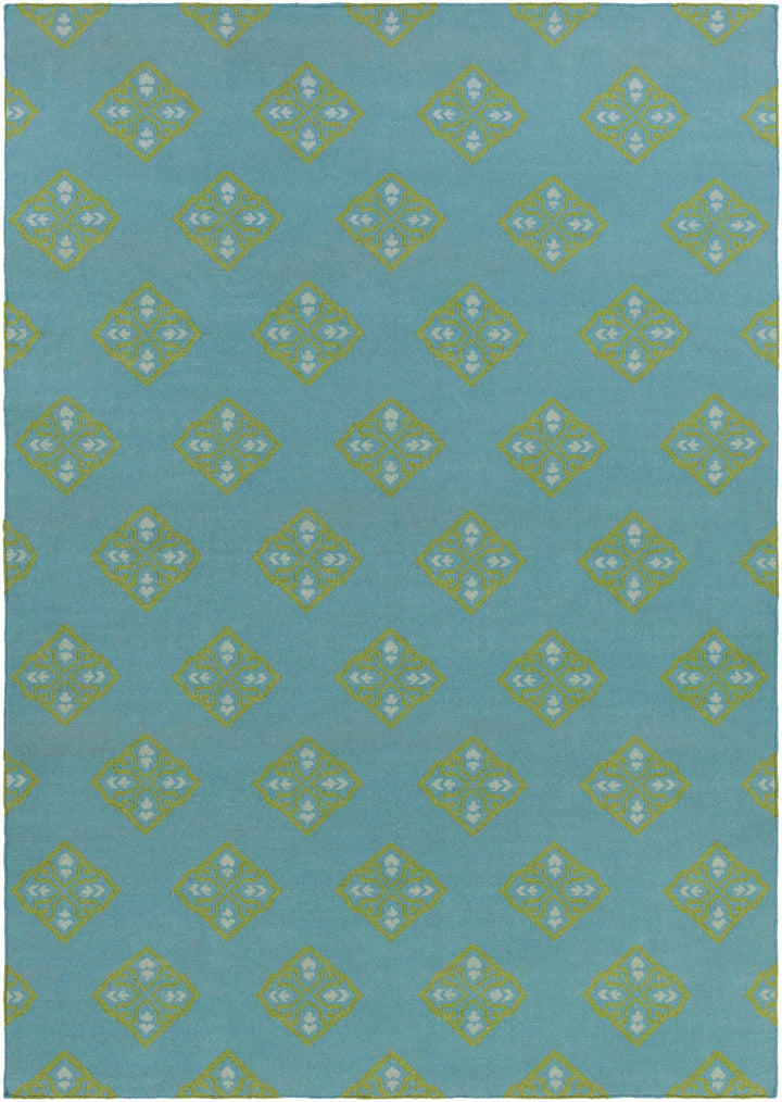 Teal Hand Woven 100% Wool Modern Rectangle Handmade rug, Indoor use only, no fringe, non-washable. runner also available