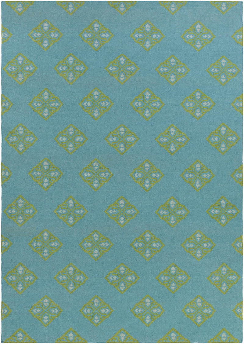 Teal Hand Woven 100% Wool Modern Rectangle Handmade rug, Indoor use only, no fringe, non-washable. runner also available