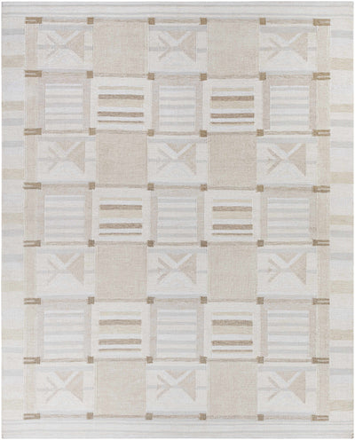 Tan Hand Woven 60% Viscose, 25% Linen, 10% Acrylic, 5% Wool Modern Rectangle Handmade rug, Indoor use only, no fringe, non-washable.