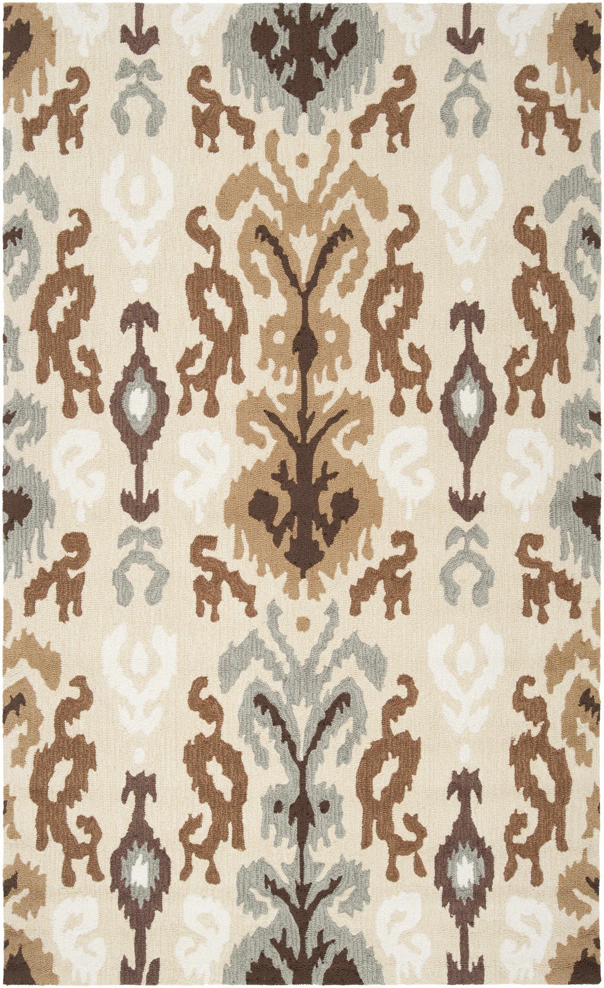 Beige Hand Hooked 100% Polyester Modern Rectangle Handmade rug, Indoor use only, no fringe, non-washable.