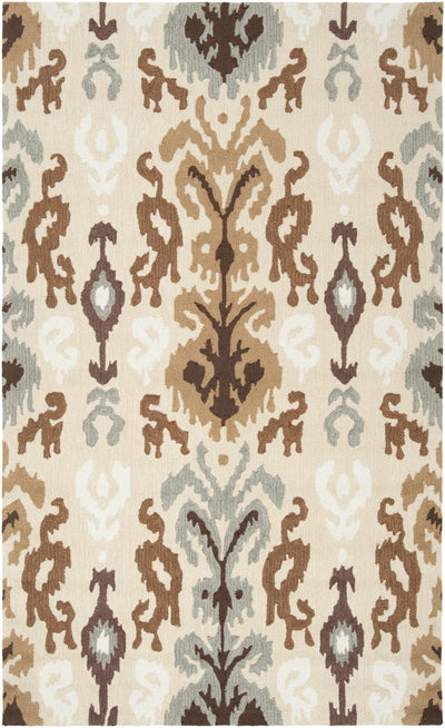 Beige Hand Hooked 100% Polyester Modern Rectangle Handmade rug, Indoor use only, no fringe, non-washable.