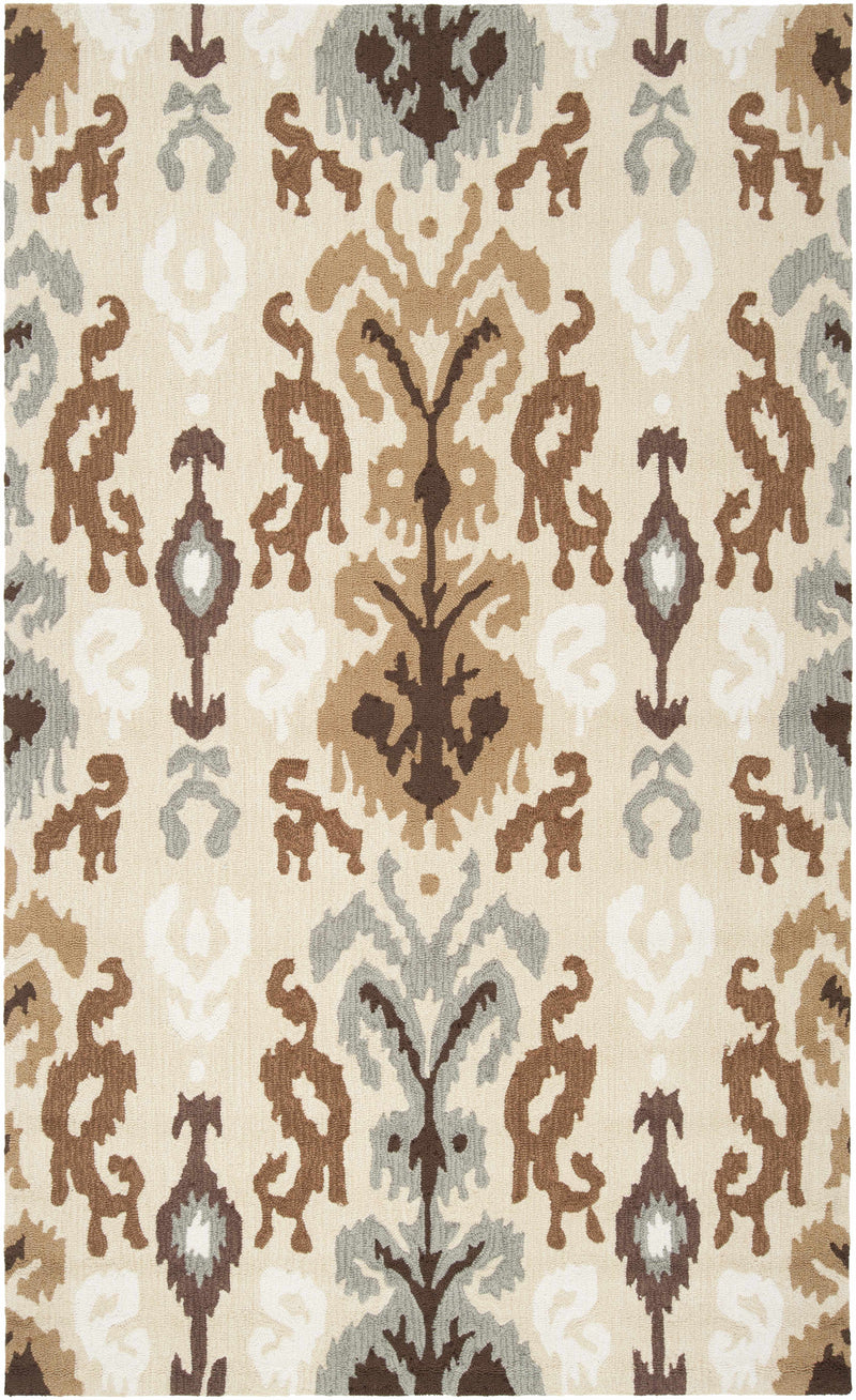 Beige Hand Hooked 100% Polyester Modern Rectangle Handmade rug, Indoor use only, no fringe, non-washable.
