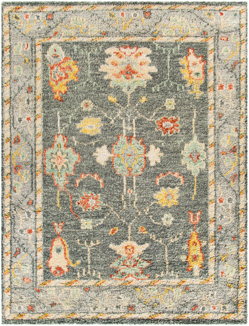Charcoal Hand Knotted 100% Wool Traditional Rectangle Handmade rug, Indoor use only, no fringe, non-washable. runner also available