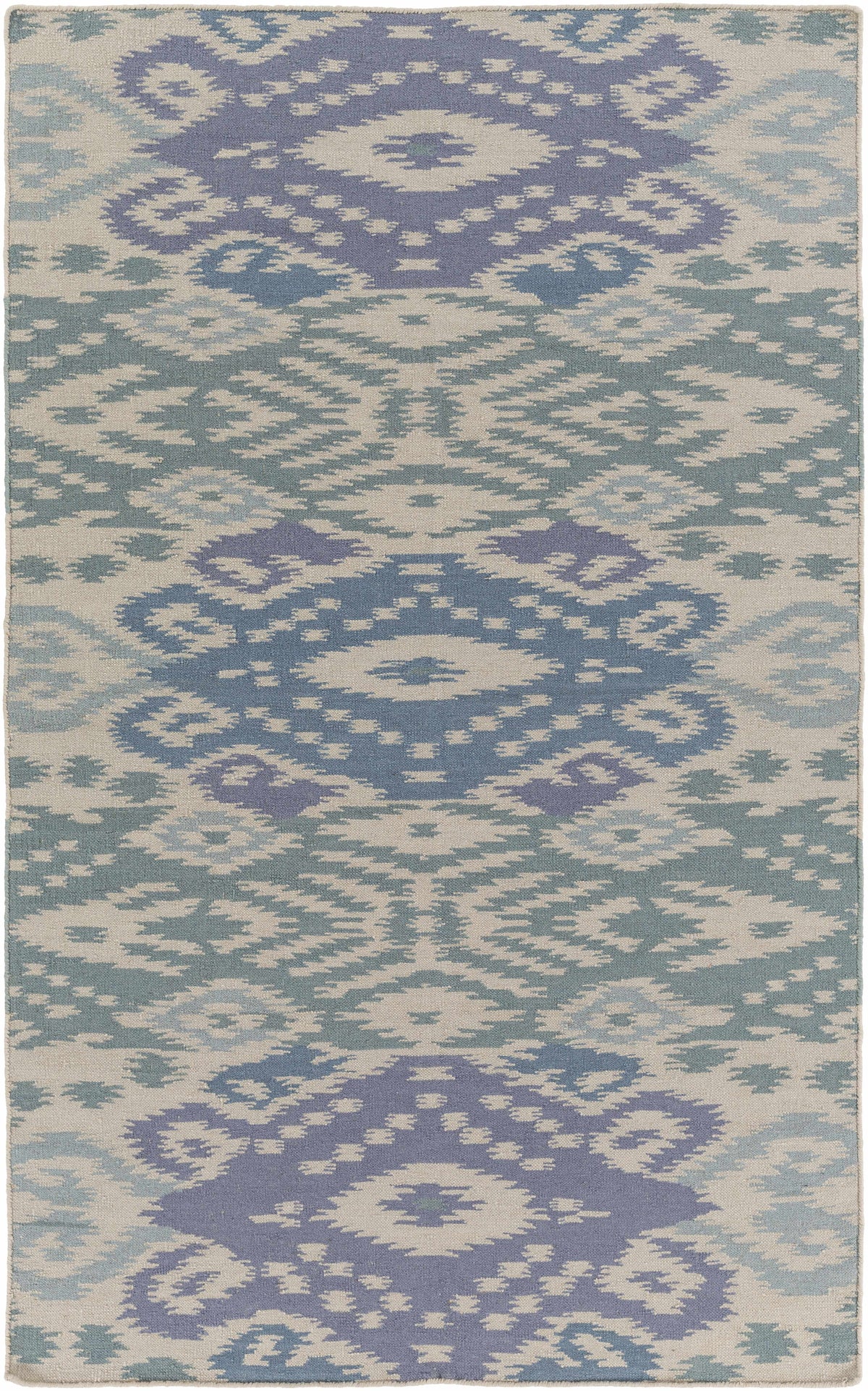 Blue Hand Woven 100% Wool Modern Rectangle Handmade rug, Indoor use only, no fringe, non-washable. runner also available