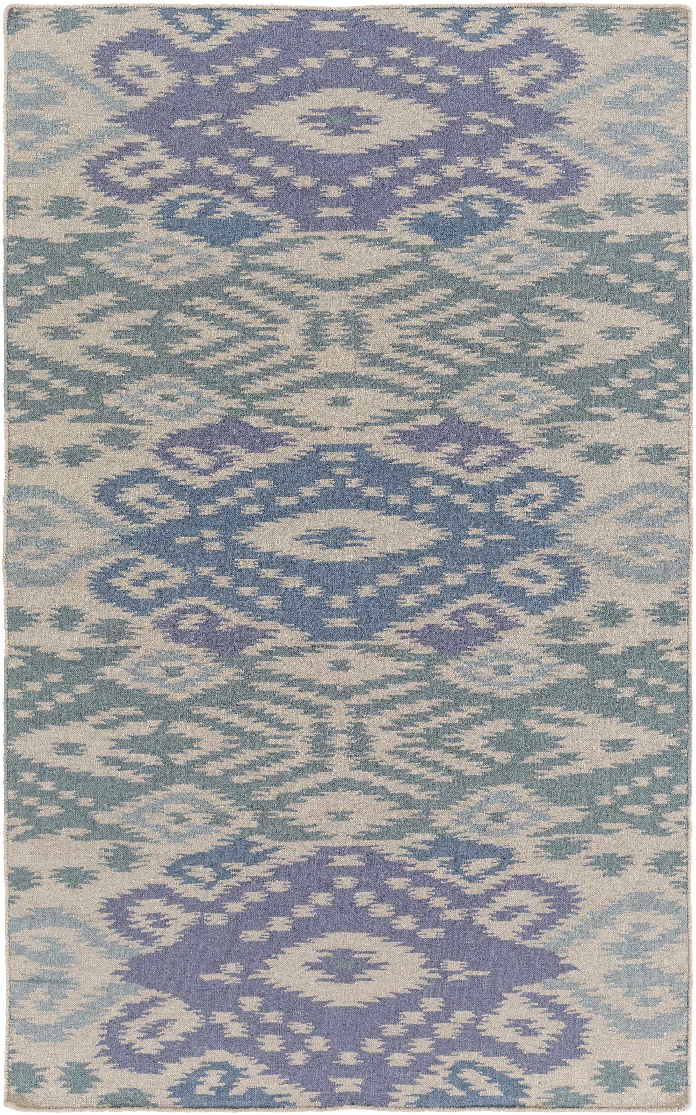Blue Hand Woven 100% Wool Modern Rectangle Handmade rug, Indoor use only, no fringe, non-washable. runner also available