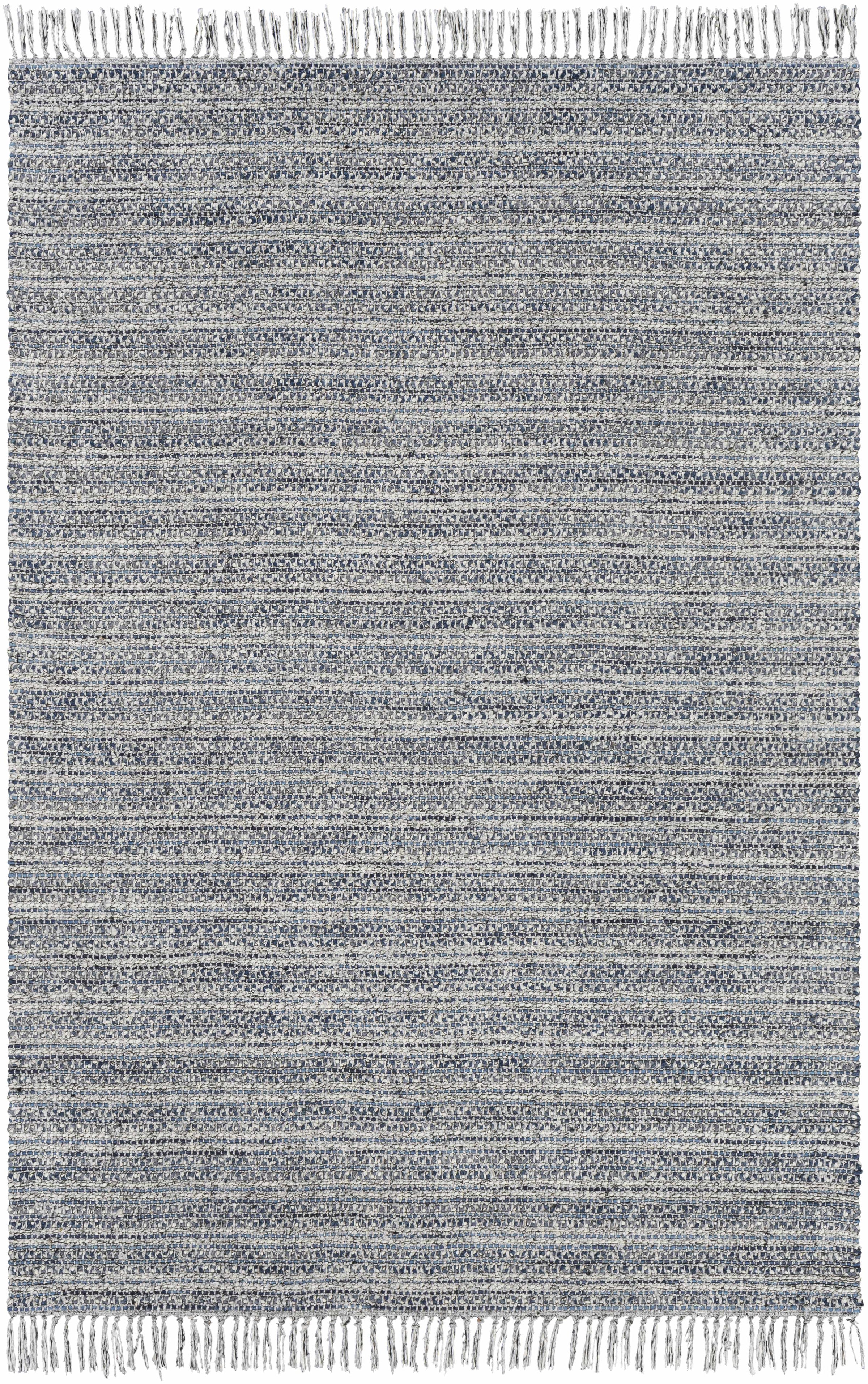 Dark Blue Hand Loomed 60% Wool, 40% Polyester Modern Rectangle Handmade rug, Indoor use only, no fringe, non-washable.