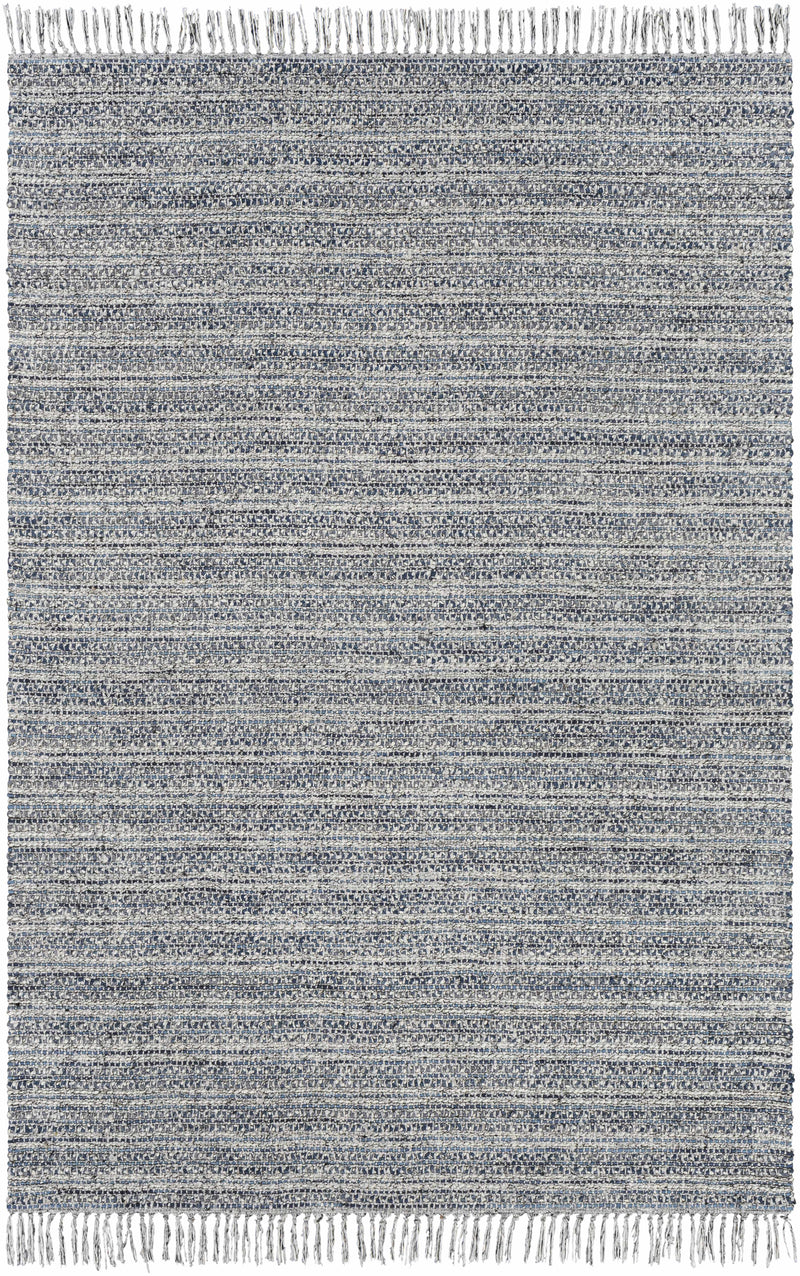 Dark Blue Hand Loomed 60% Wool, 40% Polyester Modern Rectangle Handmade rug, Indoor use only, no fringe, non-washable.
