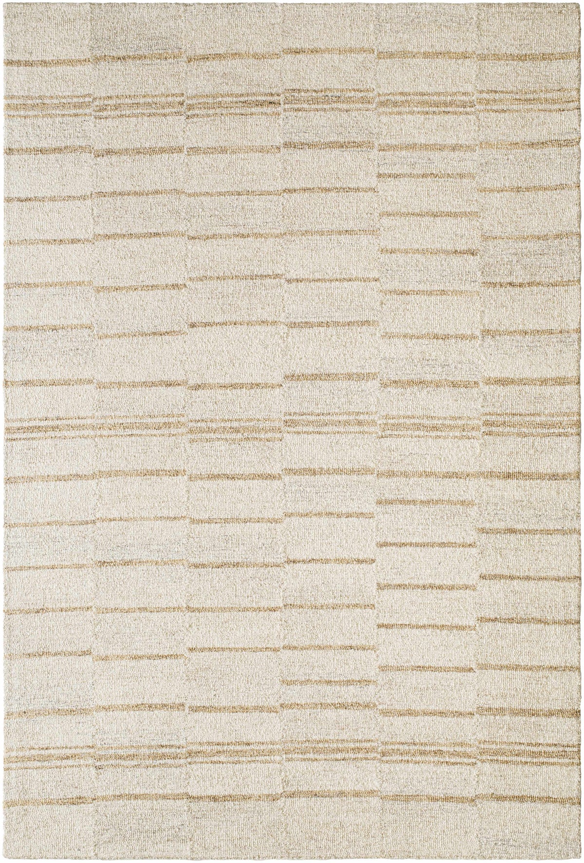 Beige Hand Tufted 100% Wool Global Rectangle Handmade rug, Indoor use only, no fringe, non-washable.