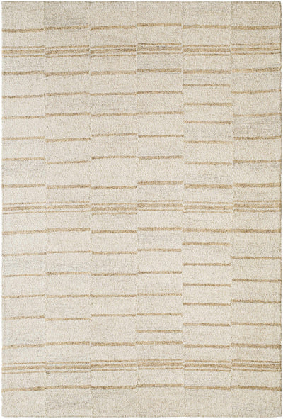Beige Hand Tufted 100% Wool Global Rectangle Handmade rug, Indoor use only, no fringe, non-washable.
