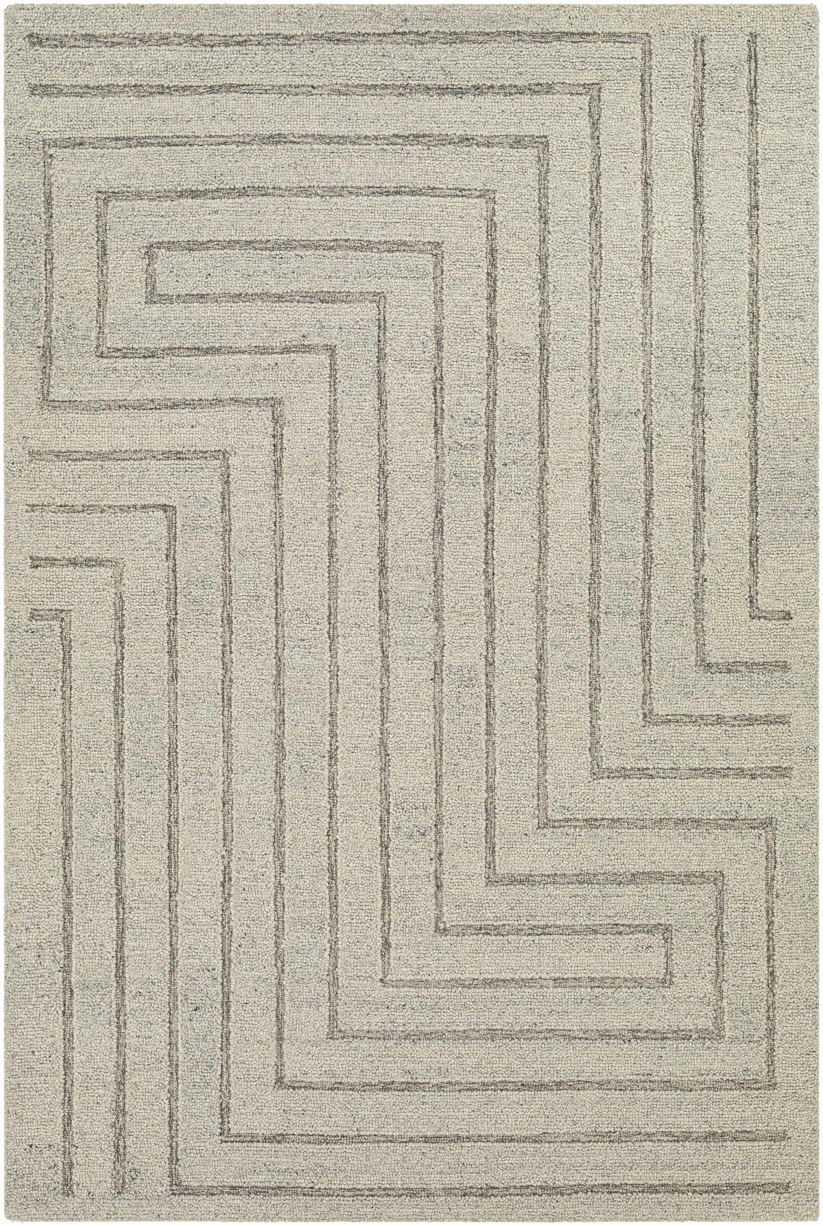 Light Gray Hand Tufted 100% Wool Modern Rectangle Handmade rug, Indoor use only, no fringe, non-washable.