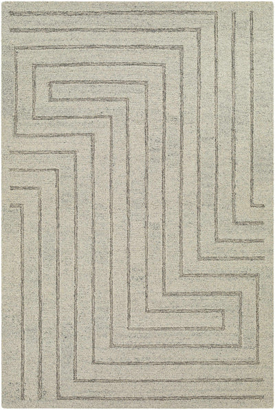Light Gray Hand Tufted 100% Wool Modern Rectangle Handmade rug, Indoor use only, no fringe, non-washable.