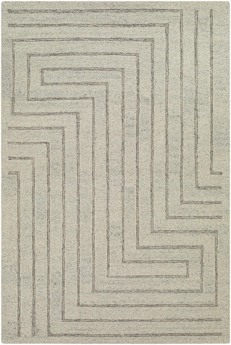 Light Gray Hand Tufted 100% Wool Modern Rectangle Handmade rug, Indoor use only, no fringe, non-washable.