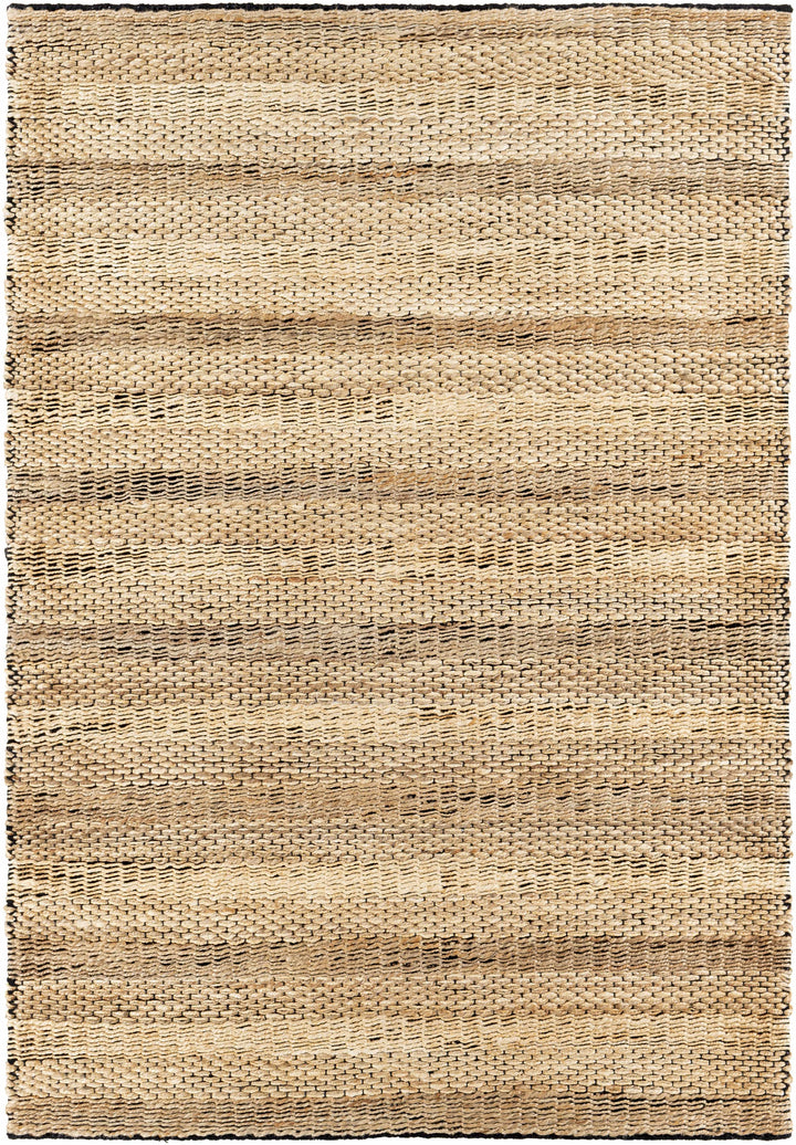 Black Hand Woven 80% Jute, 20% Cotton Cottage Rectangle Handmade rug, Indoor use only, no fringe, non-washable.