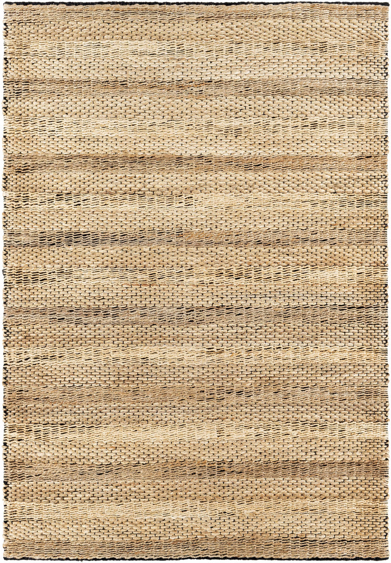 Black Hand Woven 80% Jute, 20% Cotton Cottage Rectangle Handmade rug, Indoor use only, no fringe, non-washable.