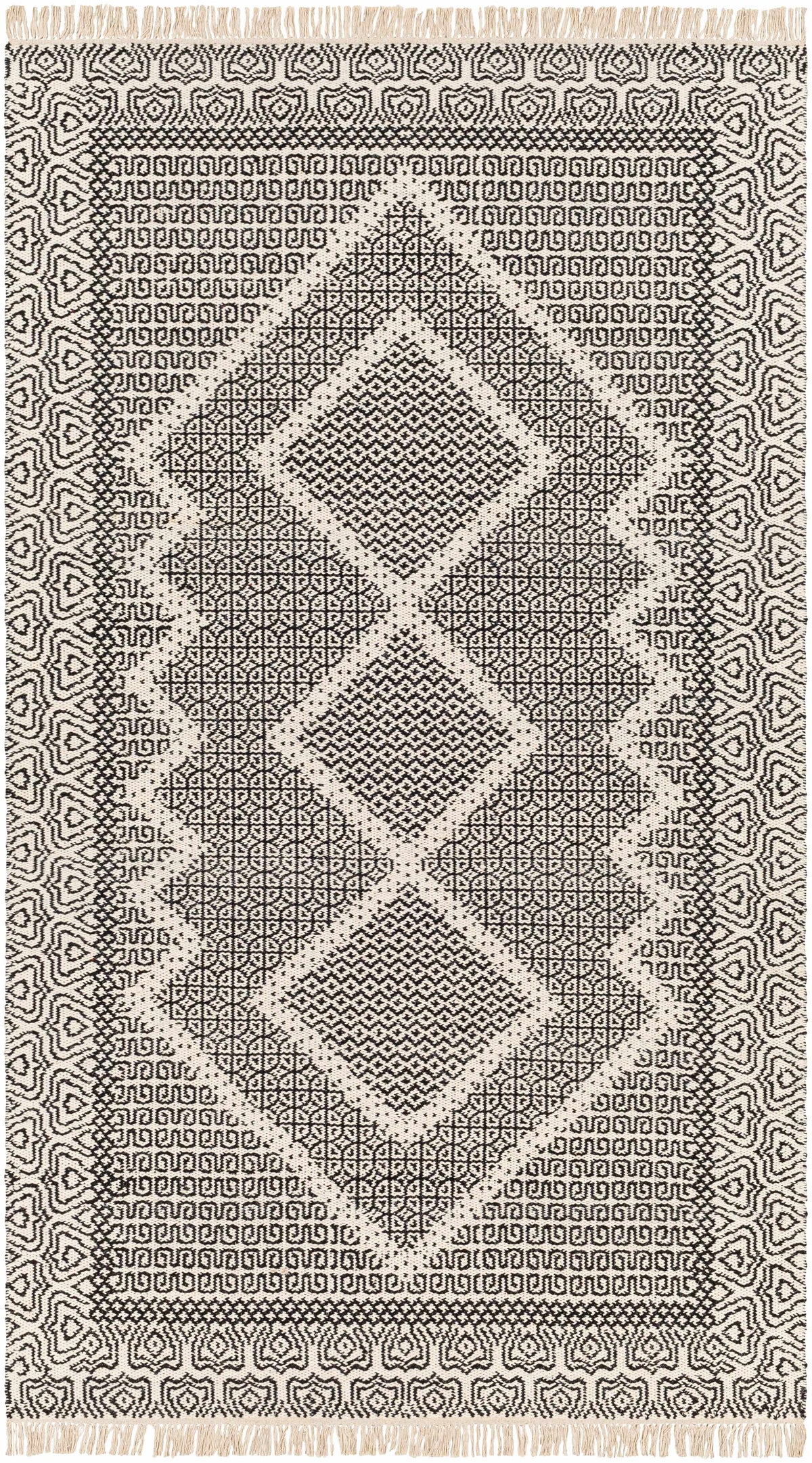 Beige Hand Woven 100% Wool Cottage Rectangle Handmade rug, Indoor use only, has fringe, non-washable. runner also available