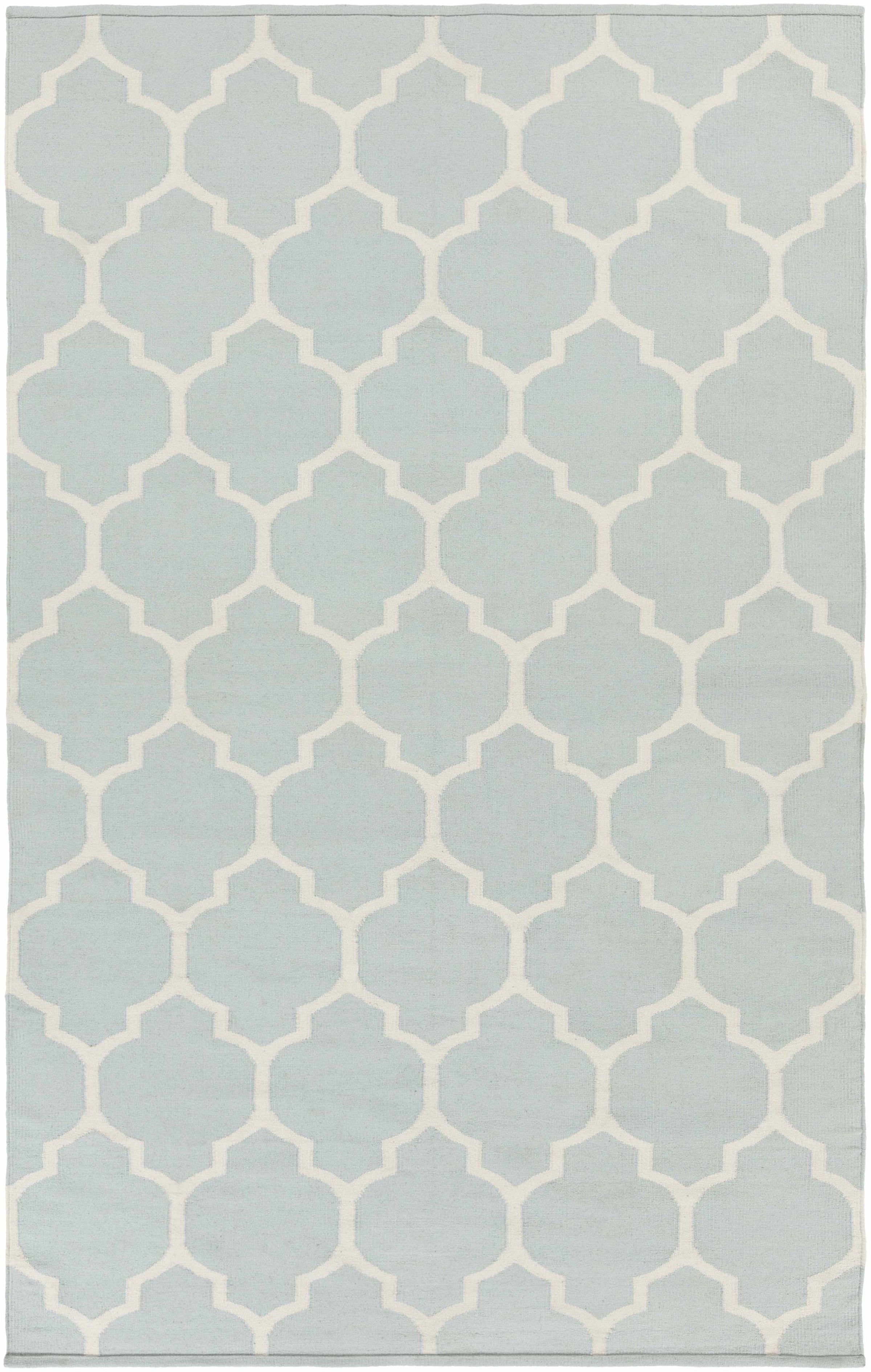 Ice Blue Hand Woven 100% Cotton Modern Rectangle Handmade rug, Indoor use only, no fringe, non-washable.