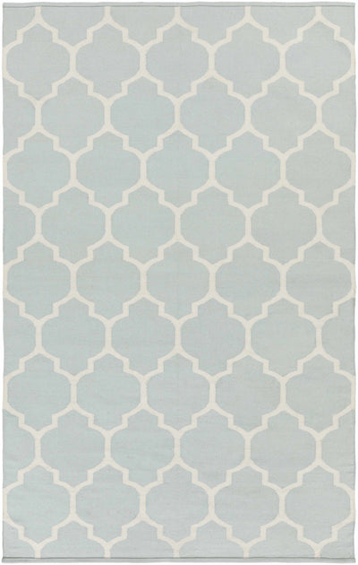 Ice Blue Hand Woven 100% Cotton Modern Rectangle Handmade rug, Indoor use only, no fringe, non-washable.
