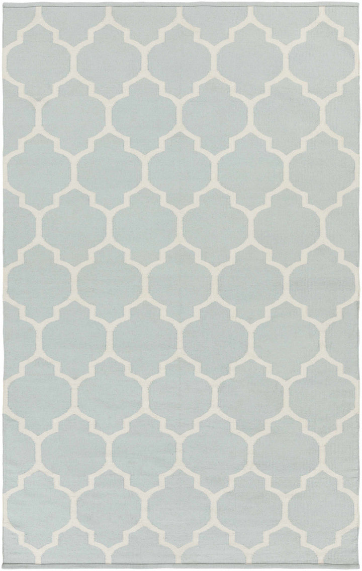 Ice Blue Hand Woven 100% Cotton Modern Rectangle Handmade rug, Indoor use only, no fringe, non-washable.