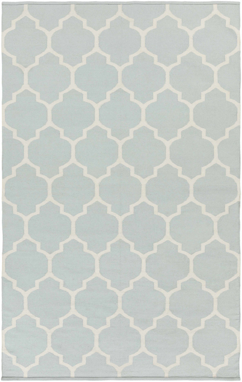 Ice Blue Hand Woven 100% Cotton Modern Rectangle Handmade rug, Indoor use only, no fringe, non-washable.