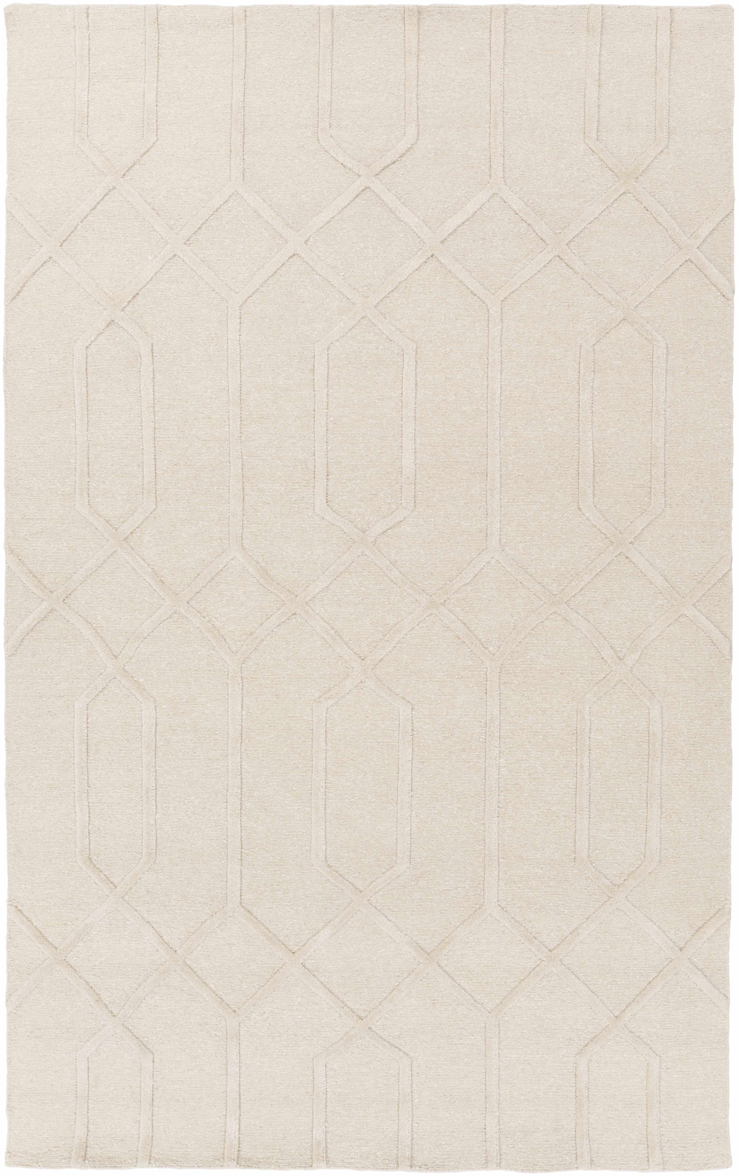 Beige Hand Knotted 70% Wool, 30% Viscose Global Rectangle Handmade rug, Indoor use only, no fringe, non-washable. runner also available
