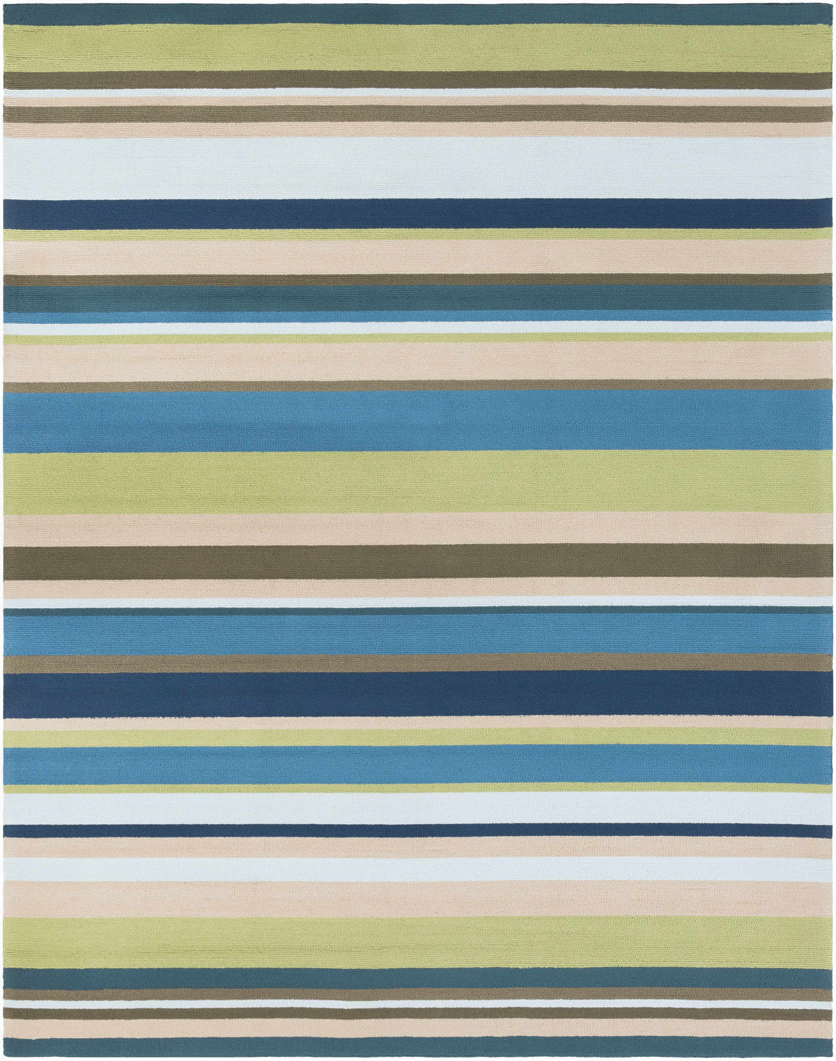 Blue Hand Hooked 100% Polypropylene Cottage Rectangle Handmade rug, outdoor-safe, no fringe, non-washable. round also available