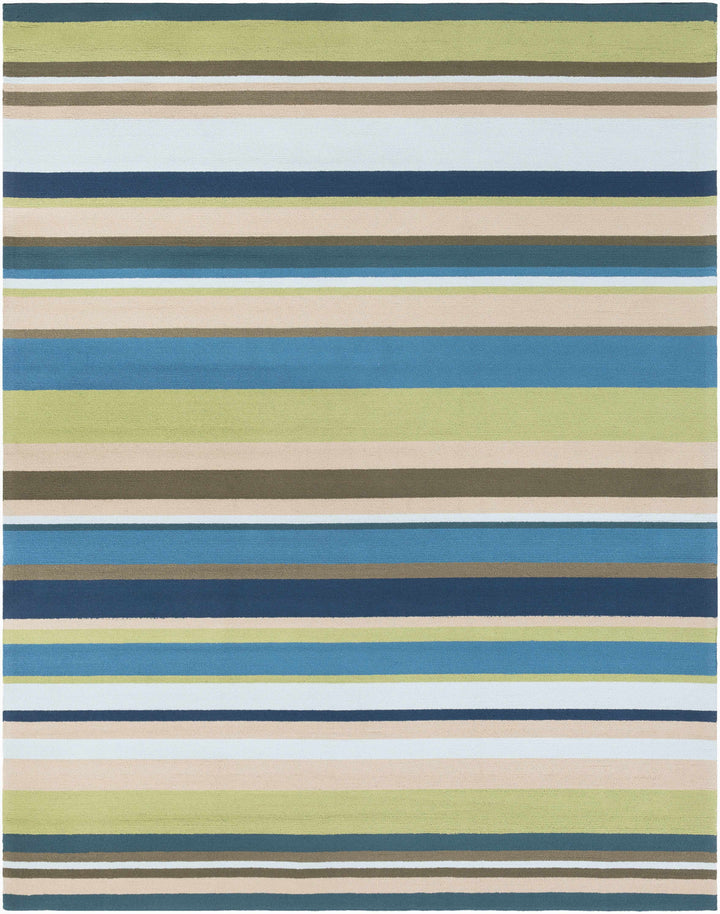 Blue Hand Hooked 100% Polypropylene Cottage Rectangle Handmade rug, outdoor-safe, no fringe, non-washable. round also available