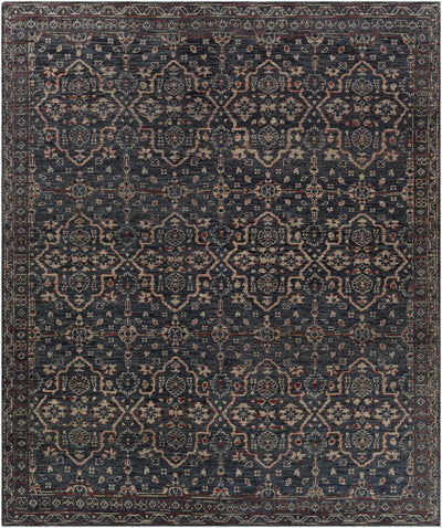 Charcoal Hand Knotted 100% Wool Traditional Rectangle Handmade rug, Indoor use only, no fringe, non-washable.