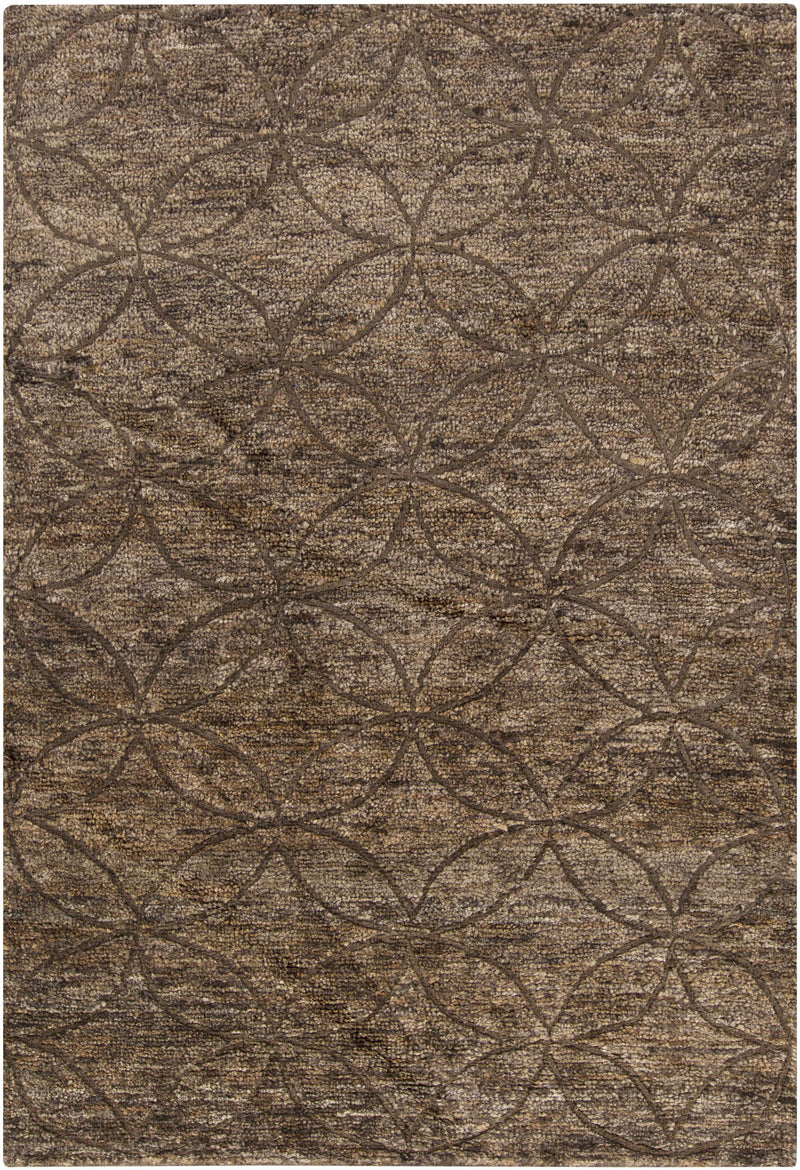 Tan Hand Knotted 60% Wool, 40% Jute Modern Rectangle Handmade rug, Indoor use only, no fringe, non-washable.