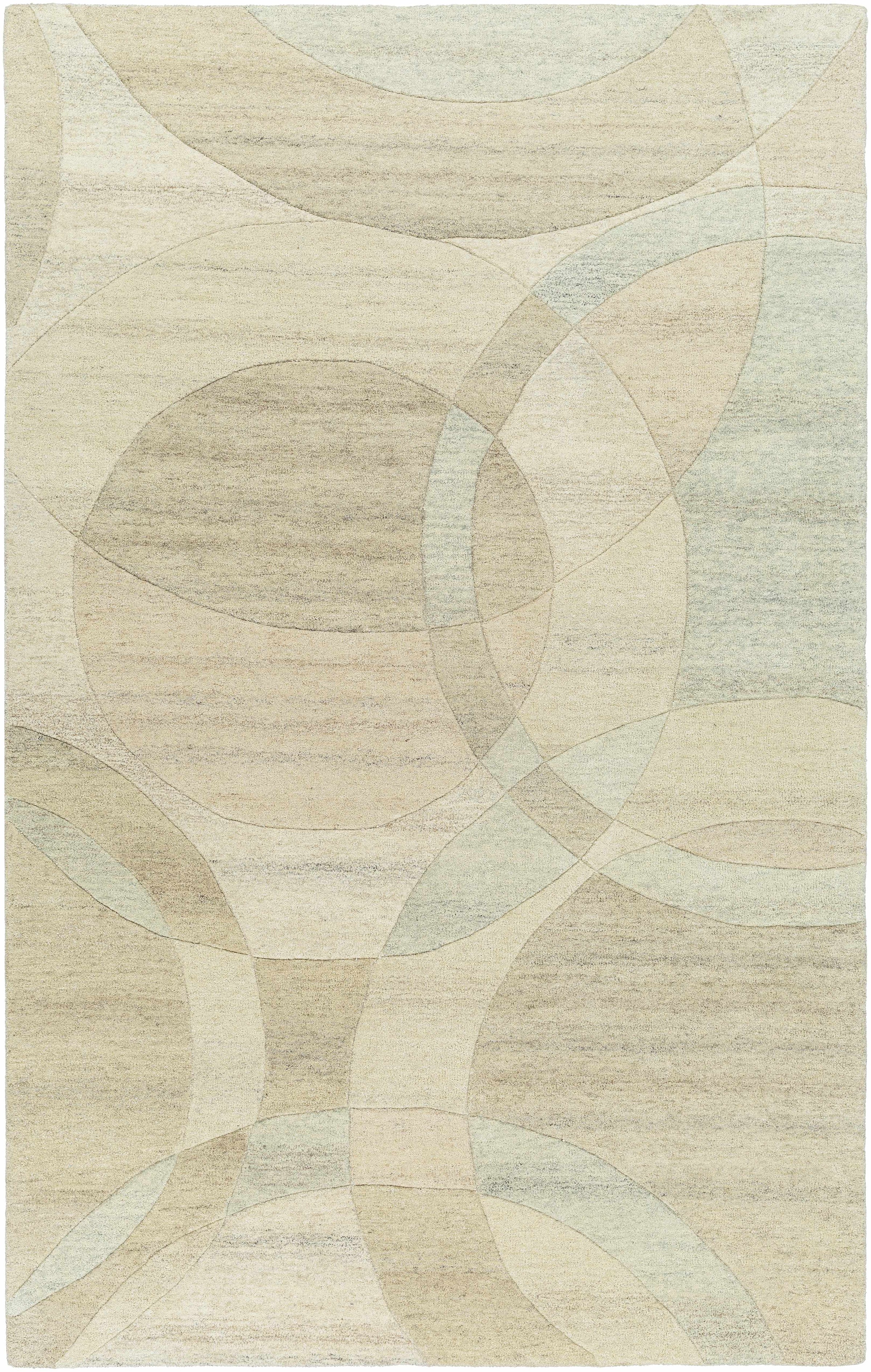 Beige Hand Tufted 100% Wool Modern Rectangle Handmade rug, Indoor use only, no fringe, non-washable. runner also available