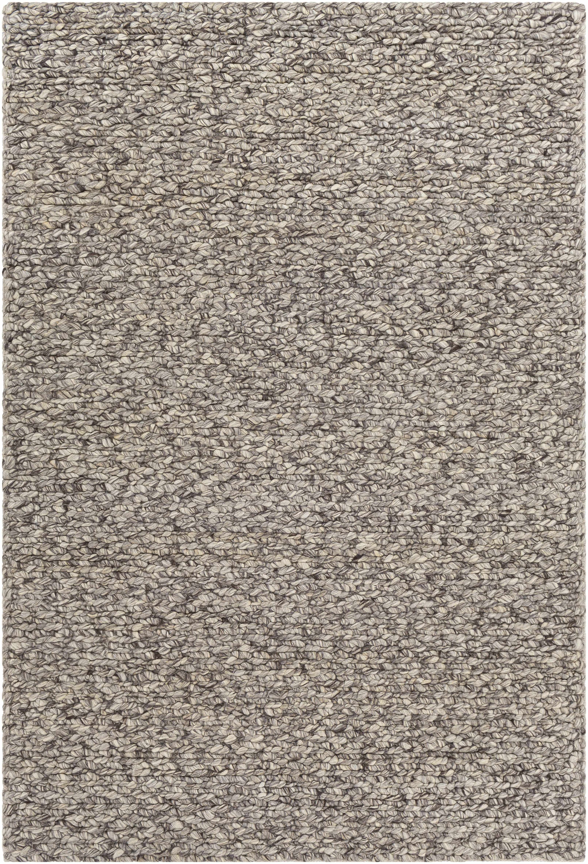 Black Hand Woven 100% Wool Cottage Rectangle Handmade rug, Indoor use only, no fringe, non-washable.