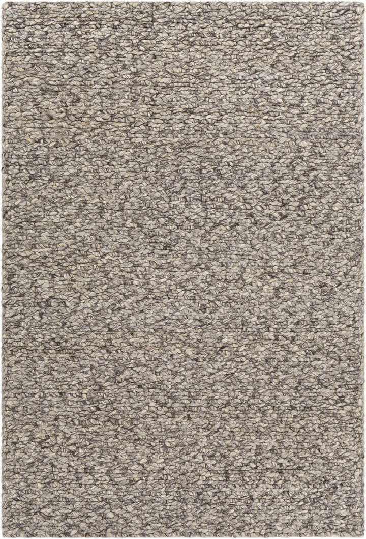 Black Hand Woven 100% Wool Cottage Rectangle Handmade rug, Indoor use only, no fringe, non-washable.