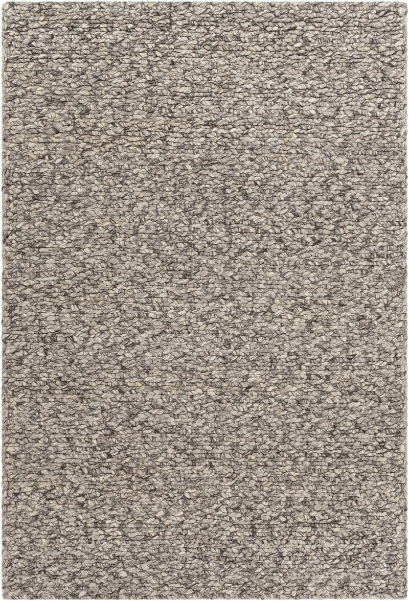 Black Hand Woven 100% Wool Cottage Rectangle Handmade rug, Indoor use only, no fringe, non-washable.